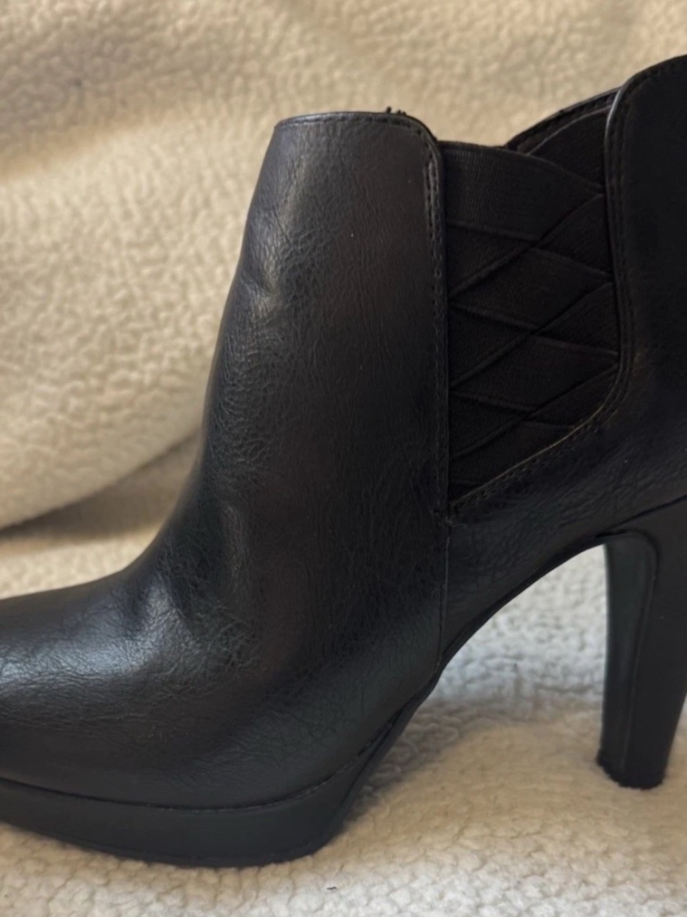 Unlisted Black Faux-Leather High Heel Ankle Booties size 7.5 ( without box)
